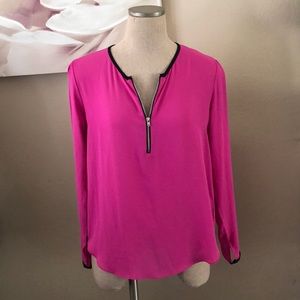 Pink blouse with zipper front